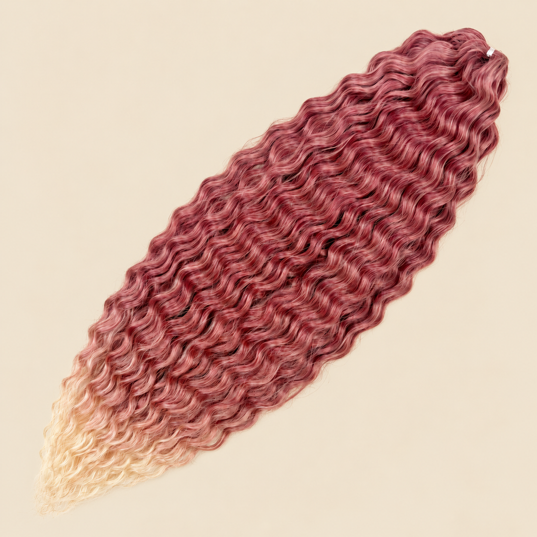 Ariel golvend kanekalon invlechthaar 55 cm 100 g, roze ombre (kleur T-BPink(16)), op beige achtergrond