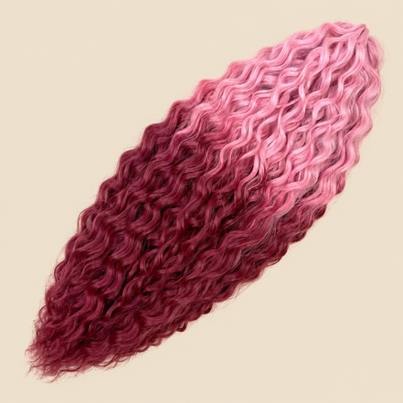 Ariel golvend kanekalon invlechthaar 55 cm 100 g, roze ombre (kleur TT-PPink31), op beige achtergrond