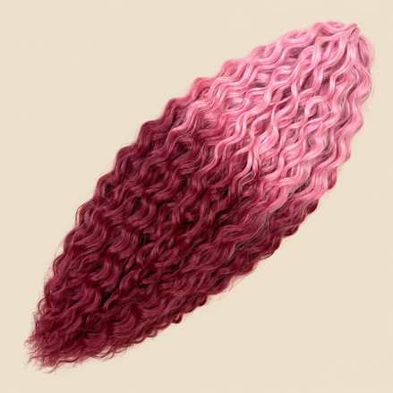 Ariel golvend kanekalon invlechthaar 55 cm 100 g, roze ombre (kleur TT-PPink31), op beige achtergrond