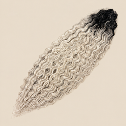 Ariel golvend kanekalon invlechthaar 55 cm 100 g in bruin/blond ombre (kleur TT4/56D) op beige achtergrond