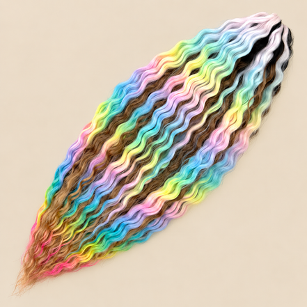 Ariel golvend kanekalon invlechthaar 55 cm 100 g in kleur TTP-001 op beige achtergrond