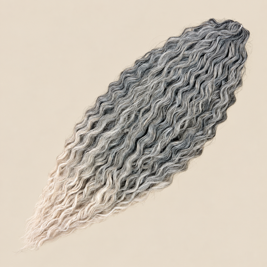 Ariel golvend kanekalon invlechthaar 55 cm 300 g in zwart/blond ombre (kleur T1B/56C) op beige achtergrond