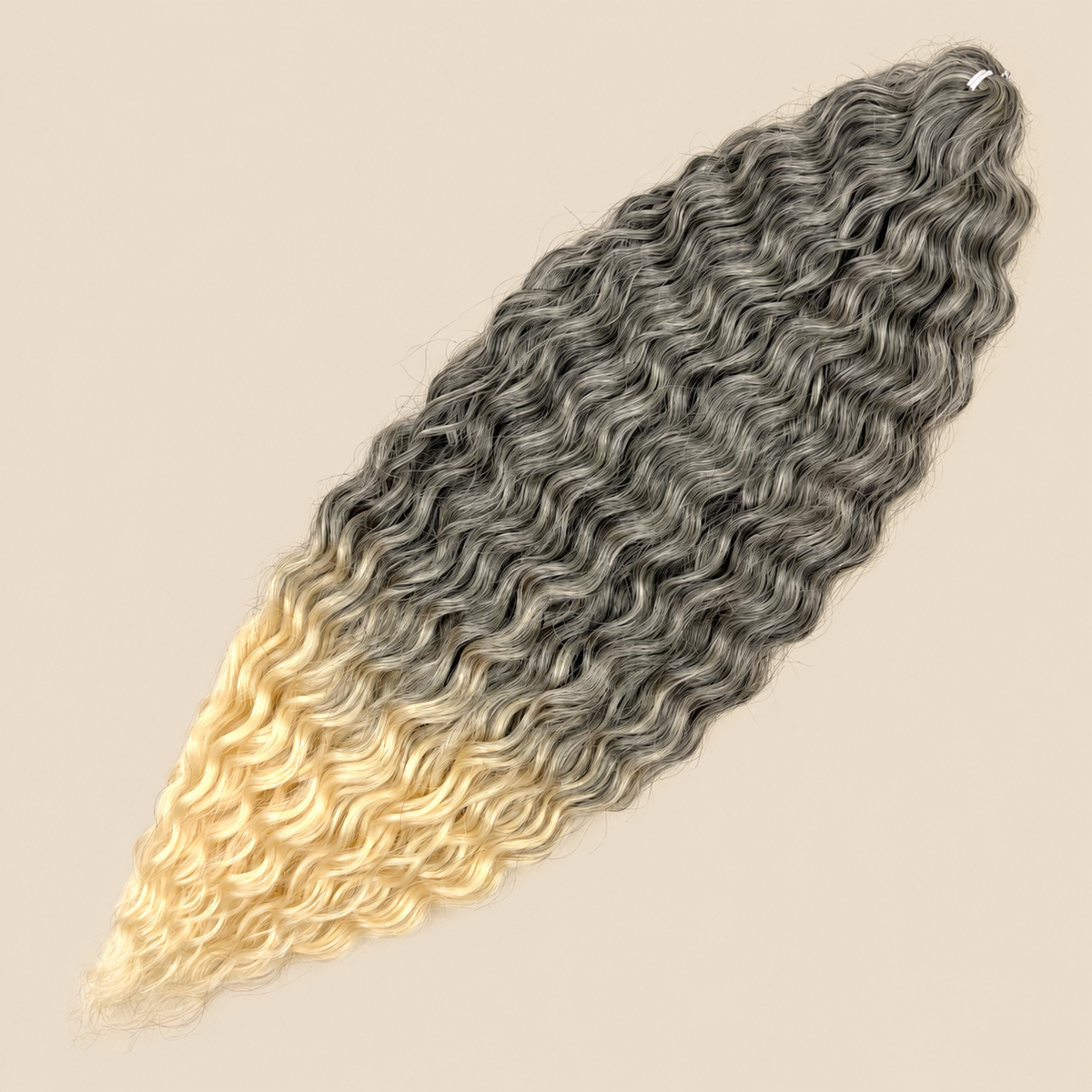 Ariel golvend kanekalon invlechthaar 55 cm 300 g in zwart/blond ombre (kleur T1B/613) op beige achtergrond