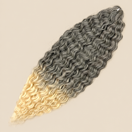 Ariel golvend kanekalon invlechthaar 55 cm 300 g in zwart/blond ombre (kleur T1B/613) op beige achtergrond