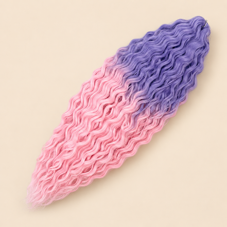 Ariel golvend kanekalon invlechthaar 55 cm 300 g in kleur TT-PP/PINK op beige achtergrond