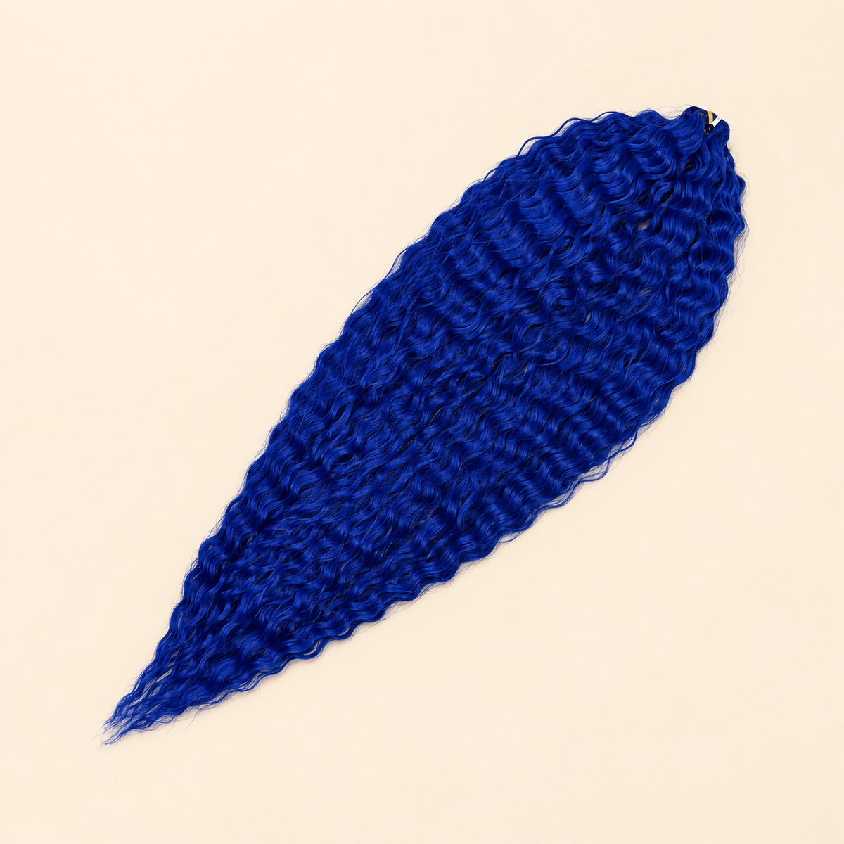 Ariel golvend kanekalon invlechthaar kleur BLUE1, productfoto op beige achtergrond