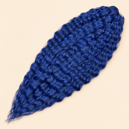 Ariel golvend kanekalon invlechthaar kleur JSBLUE1, productfoto op beige achtergrond