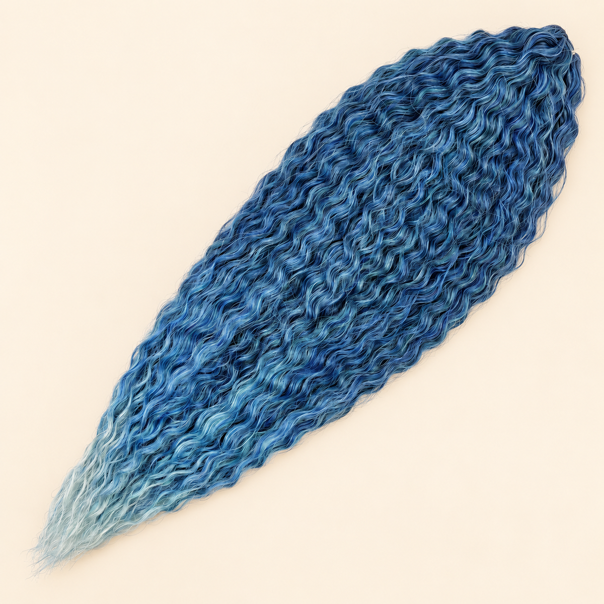 Ariel golvend kanekalon invlechthaar kleur T-JSBLUE2, productfoto op beige achtergrond