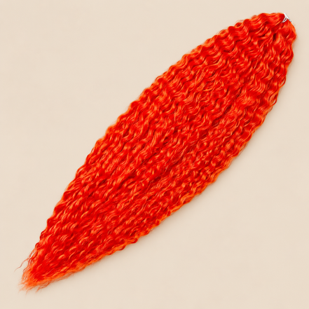 Ariel golvend kanekalon invlechthaar kleur Red1-2, 75 cm, 300 g op beige achtergrond
