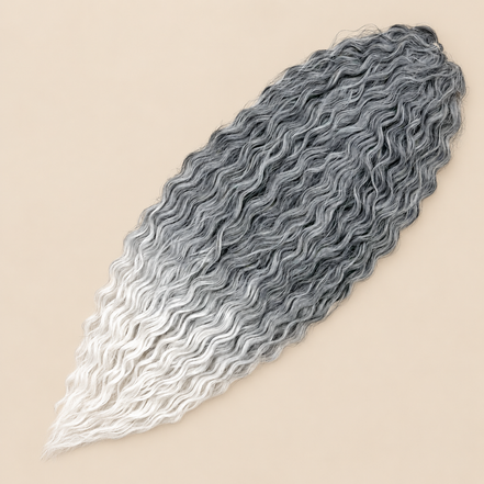 Ariel golvend kanekalon invlechthaar kleur T1B/RWhite5, 75 cm, 300 g op beige achtergrond