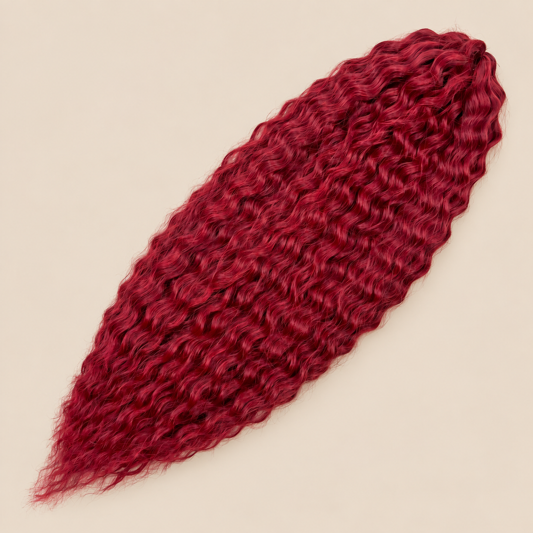 Ariel golvend kanekalon invlechthaar kleur BRed3, 75 cm, 300 g op beige achtergrond