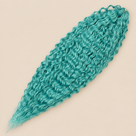 Ariel golvend kanekalon invlechthaar kleur Mint, 75 cm, 300 g op beige achtergrond