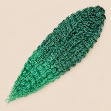 Ariel golvend kanekalon invlechthaar kleur T1B/GGreen28, 75 cm, 300 g op beige achtergrond