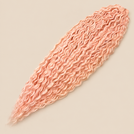 Ariel golvend kanekalon invlechthaar kleur Pink17, 75 cm, 300 g op beige achtergrond