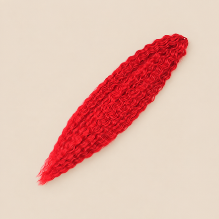 Ariel golvend kanekalon invlechthaar kleur Red, 75 cm, 100 g op beige achtergrond