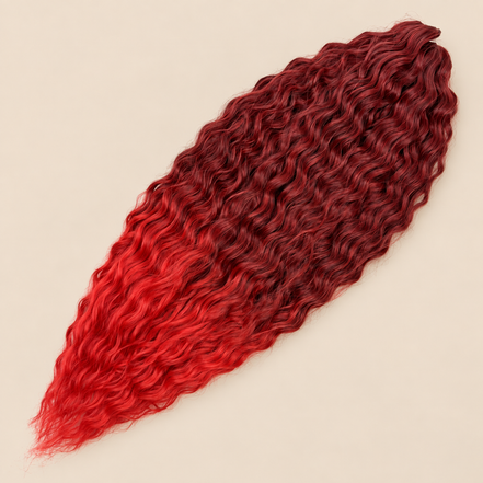 Ariel golvend kanekalon invlechthaar kleur T1B/Red, 75 cm, 300 g op beige achtergrond