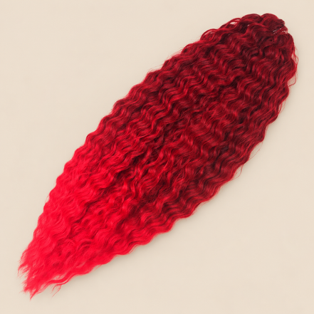 Ariel golvend kanekalon invlechthaar kleur T8/Red, 75 cm, 300 g op beige achtergrond