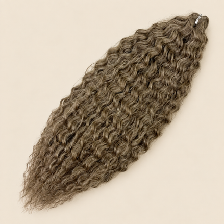 Ariel golvend kanekalon blond (kleur 18T) op beige achtergrond