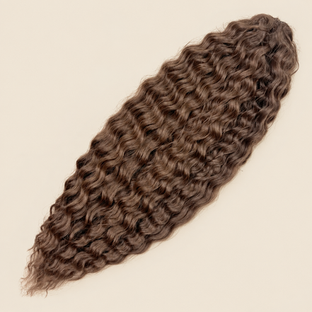 Ariel golvend kanekalon kleur Brown139 op beige achtergrond