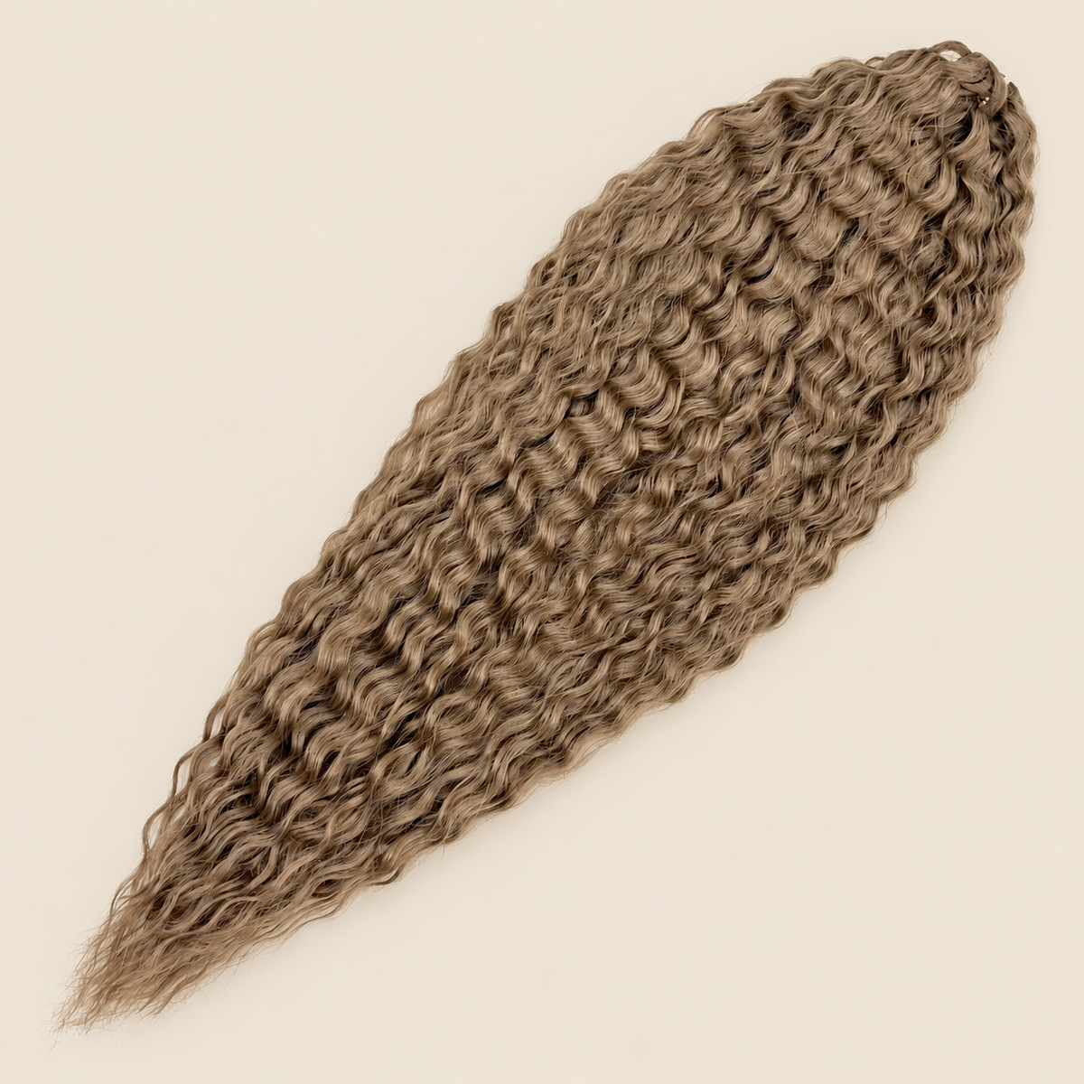 Ariel golvend kanekalon kleur Brown87 op beige achtergrond
