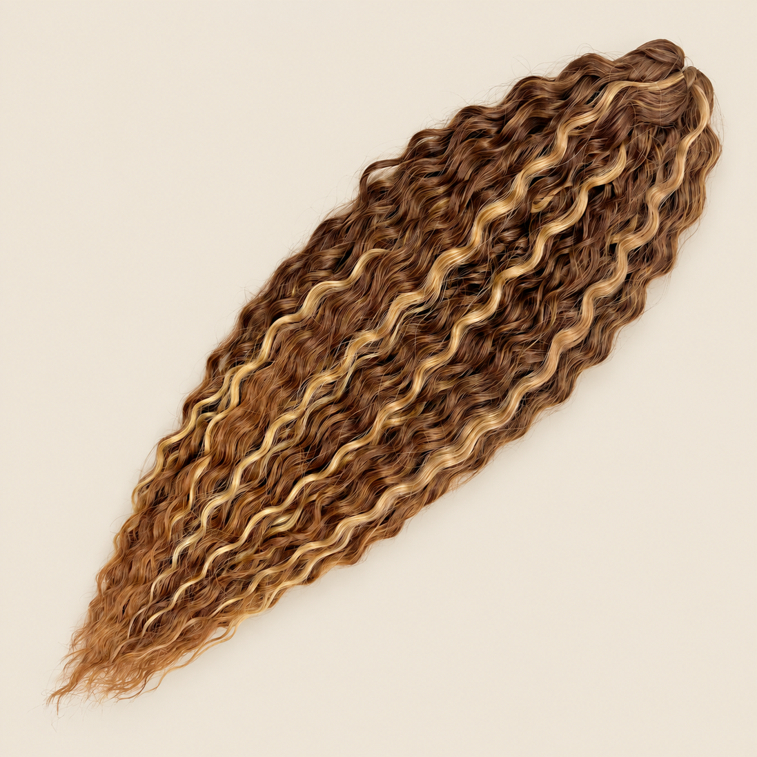 Ariel golvend kanekalon kleur HL433/613+1427 op beige achtergrond