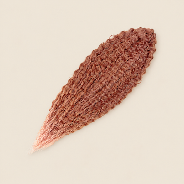 Ariel golvend kanekalon kleur T-Chestnut9 op beige achtergrond