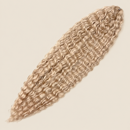 Ariel golvend kanekalon kleur 613C-2 op beige achtergrond