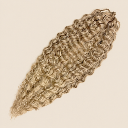 Ariel golvend kanekalon invlechthaar kleur T14/24D op egale beige achtergrond