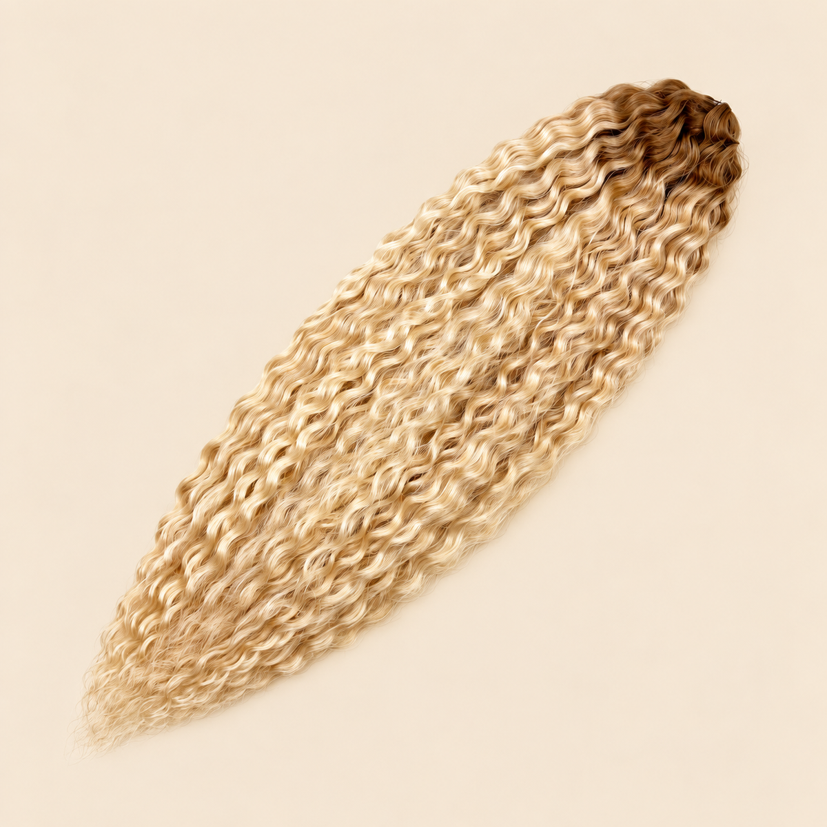 Ariel golvend kanekalon invlechthaar kleur TT-Linen(48), 75 cm, 300 gram, op beige achtergrond