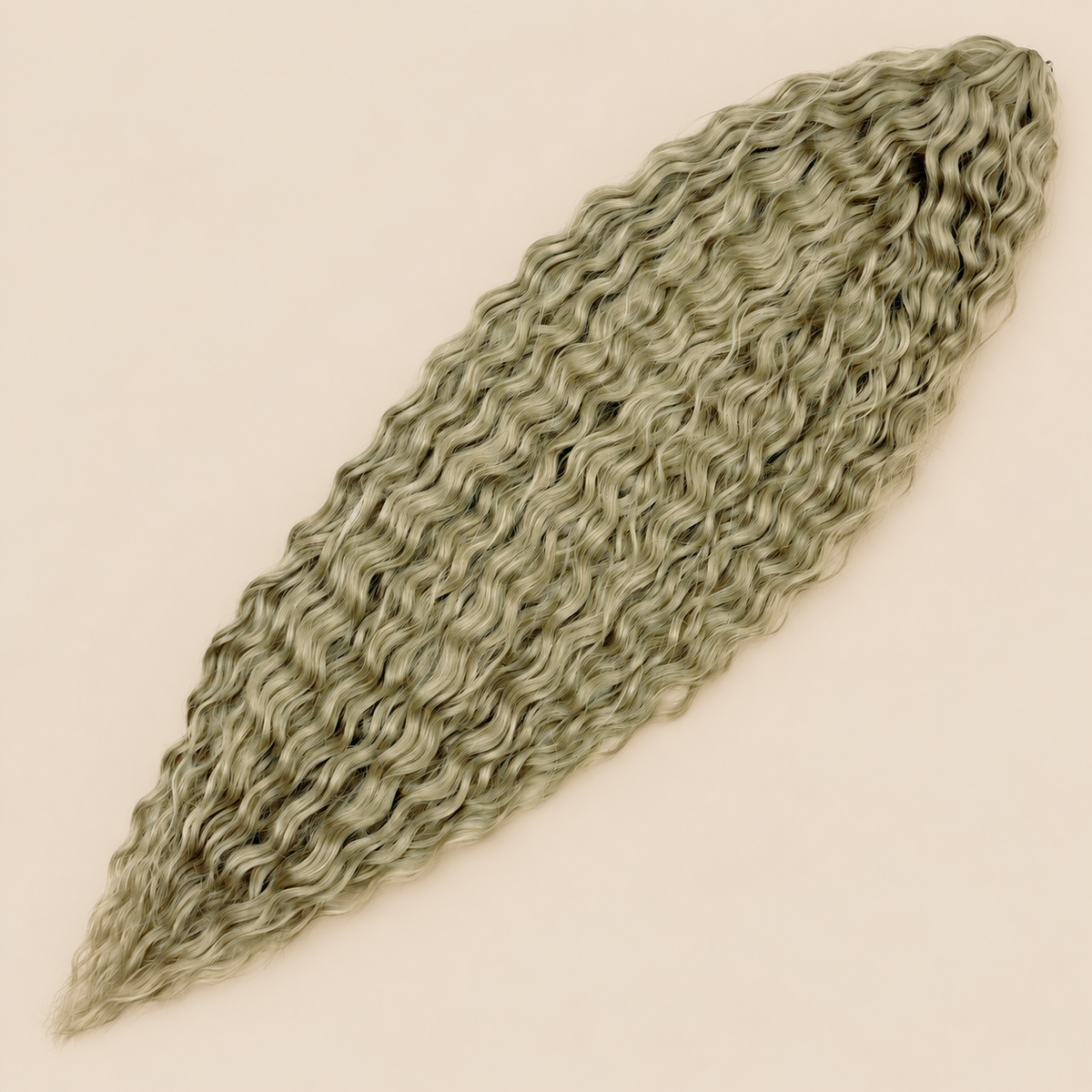 Ariel golvend kanekalon invlechthaar kleur Fcyan(6), 75 cm, 100 g op beige achtergrond