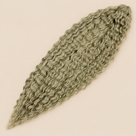 Ariel golvend kanekalon invlechthaar kleur Fcyan(6), 75 cm, 100 g op beige achtergrond