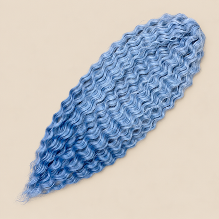 Ariel golvend kanekalon invlechthaar kleur T-LBlue11 op egale beige achtergrond