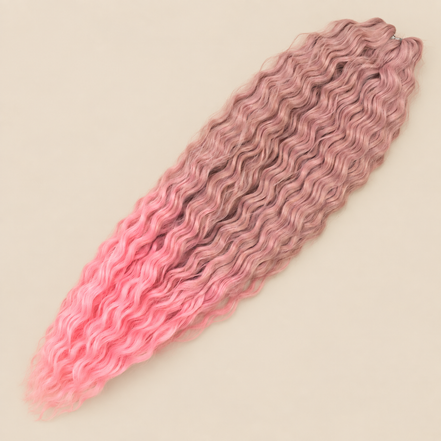 Ariel golvend kanekalon invlechthaar kleur TGPINK12 op egale beige achtergrond