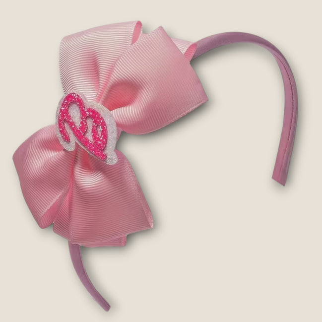 Barbie haarband roze met grote strik
