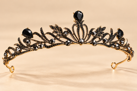 Barok Diadeem – Zwart & Goud met Strass – De HaarBoetiek