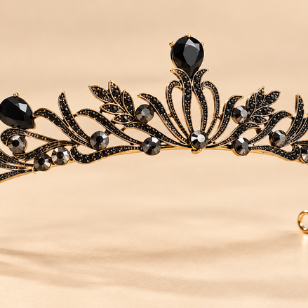 Barok Diadeem – Zwart & Goud met Strass – De HaarBoetiek