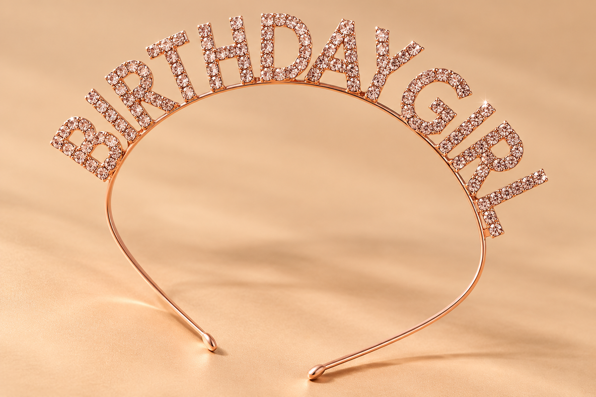 Birthday Girl Diadeem – Roségoud met Strass – De HaarBoetiek