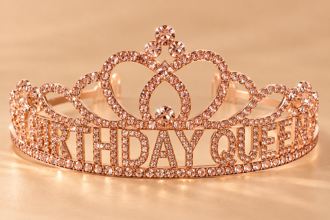 Birthday Queen Tiara – Roségoud met Strass – De HaarBoetiek