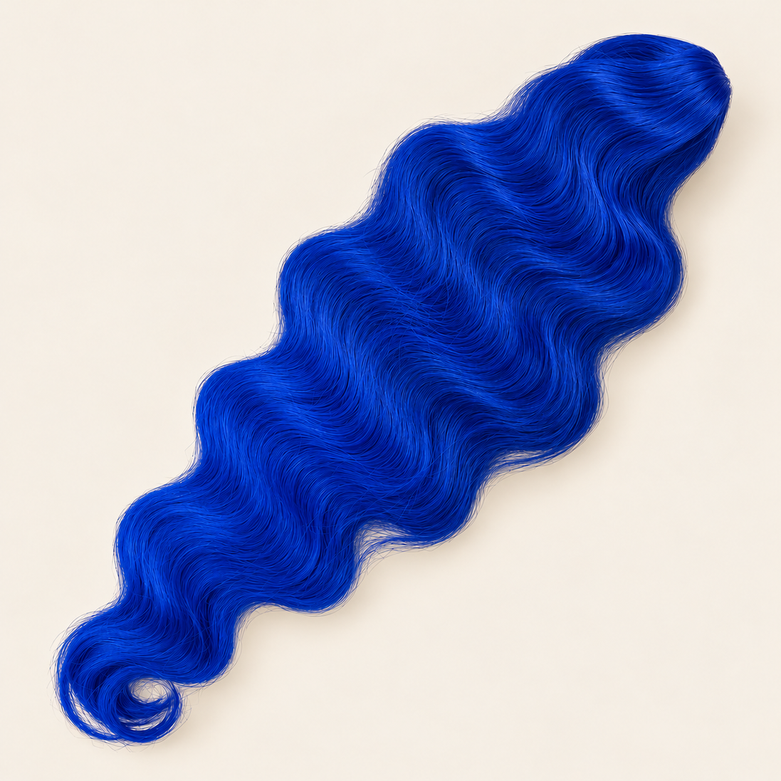 Body Wave golvend invlechthaar 60 cm, kleur Blue op beige achtergrond