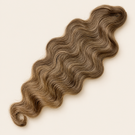 Body Wave golvend invlechthaar 60 cm, kleur T10/14 op beige achtergrond