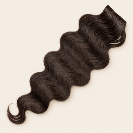 Body Wave golvend invlechthaar 60 cm met lus, kleur 4 op beige achtergrond