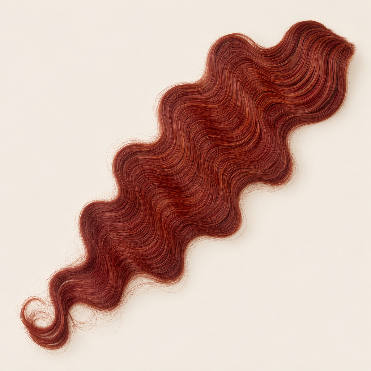 Body Wave golvend invlechthaar 60 cm met lus, kleur Bronze(17) op beige achtergrond