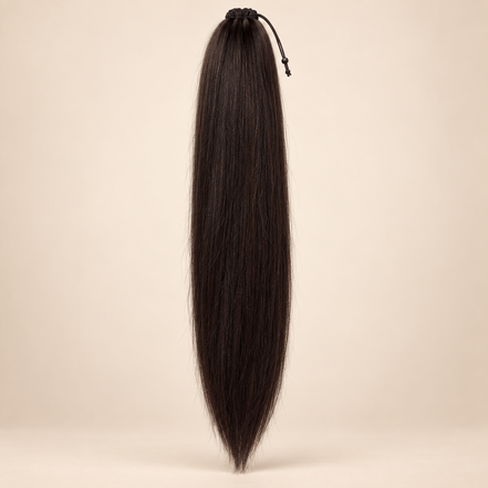 Steile Drawstring Ponytail BraidOrDie 60 cm – Donkerbruin 4 | De HaarBoetiek