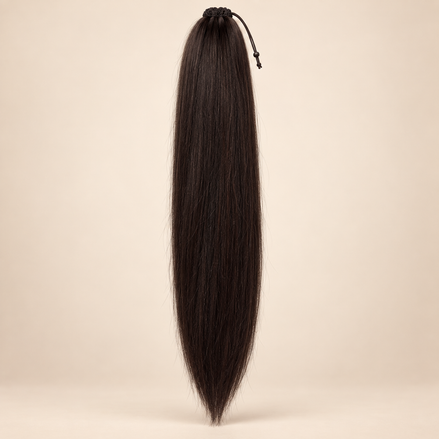 Steile Drawstring Ponytail BraidOrDie 60 cm – Donkerbruin 4 | De HaarBoetiek