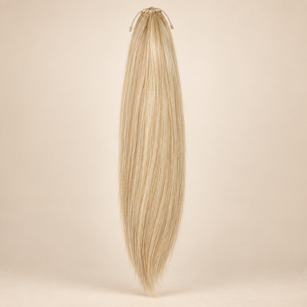 Steile Drawstring Ponytail BraidOrDie 60 cm – Ash Blonde | De HaarBoetiek