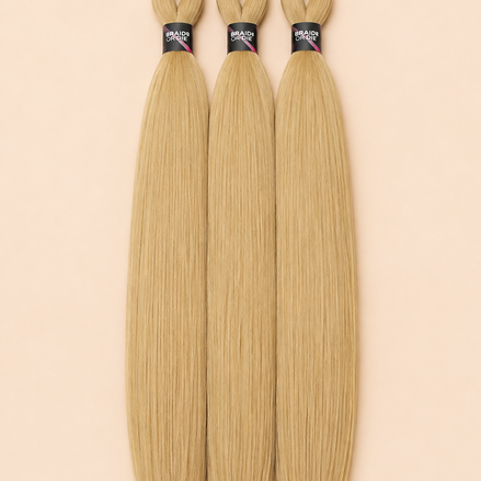 BraidOrDie Deluxe Easy Braid kleur 16 blond 3-pack 75 cm op lichtbeige achtergrond