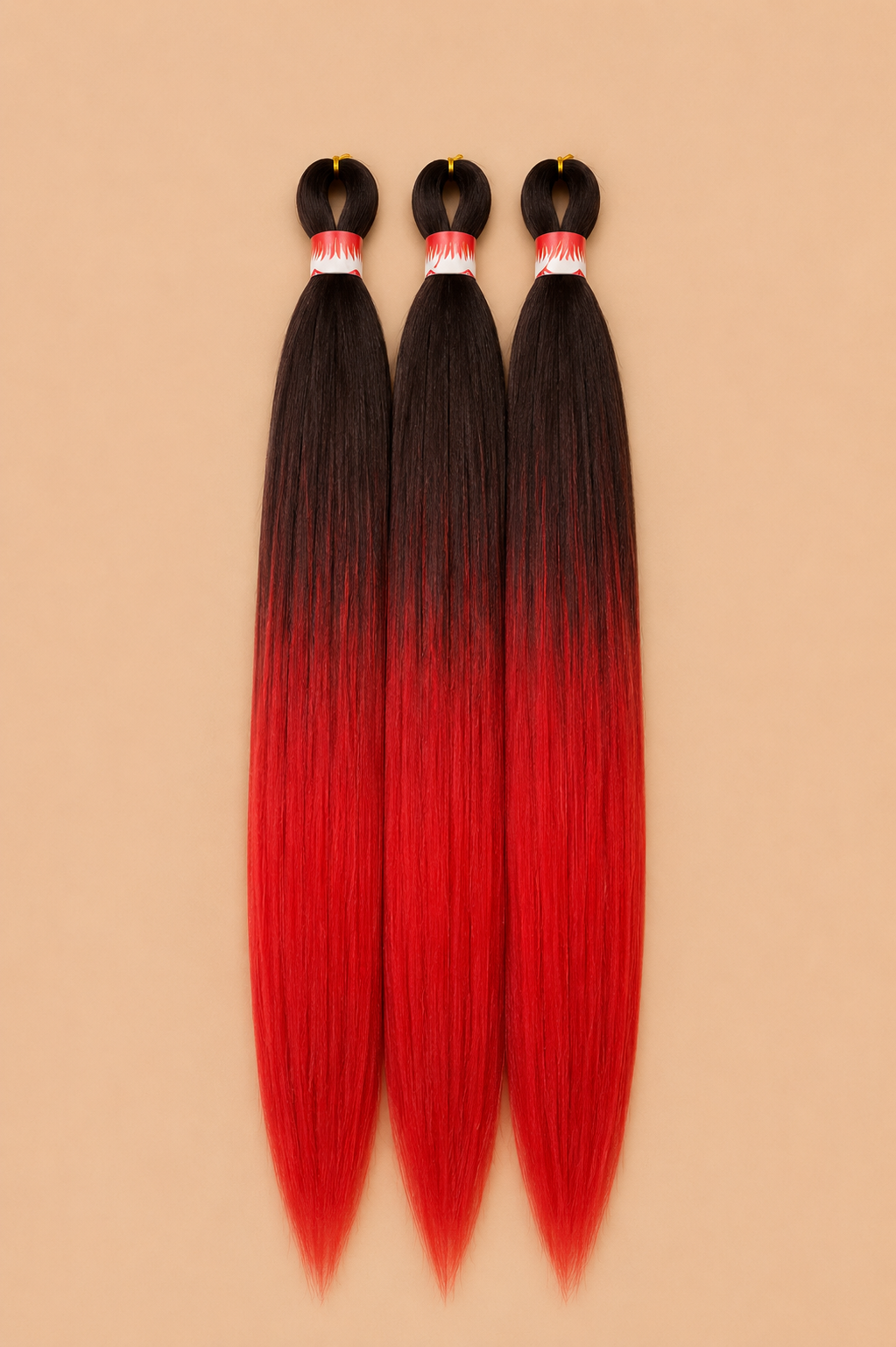 BraidOrDie Easy Braid 3-in-1 T1B/Red invlechthaar set van 3 op beige achtergrond