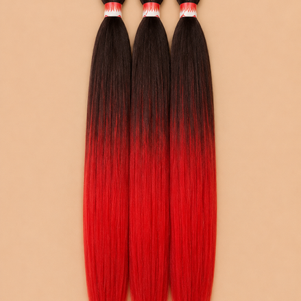BraidOrDie Easy Braid 3-in-1 T1B/Red invlechthaar set van 3 op beige achtergrond