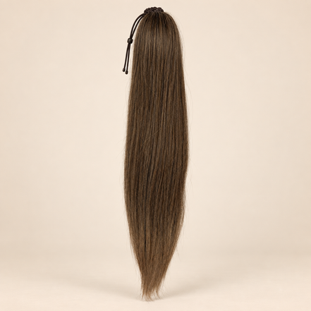 Steile Drawstring Ponytail BraidOrDie 60 cm – Wood Brown | De HaarBoetiek