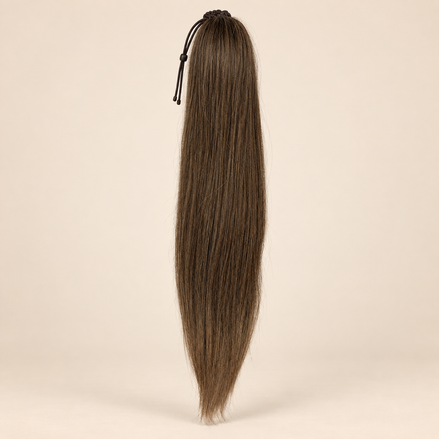 Steile Drawstring Ponytail BraidOrDie 60 cm – Wood Brown | De HaarBoetiek